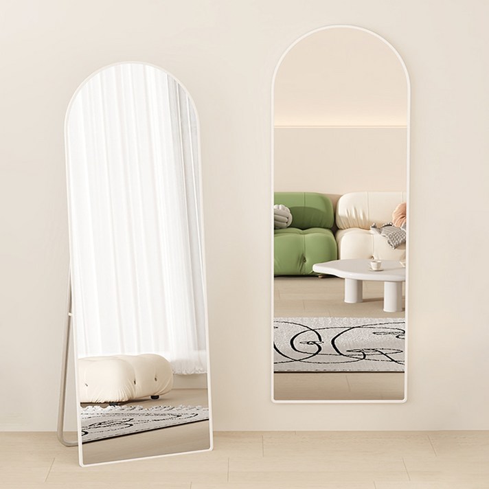 베라스코 아치형 스탠드 벽걸이 전신거울 1500, 화이트