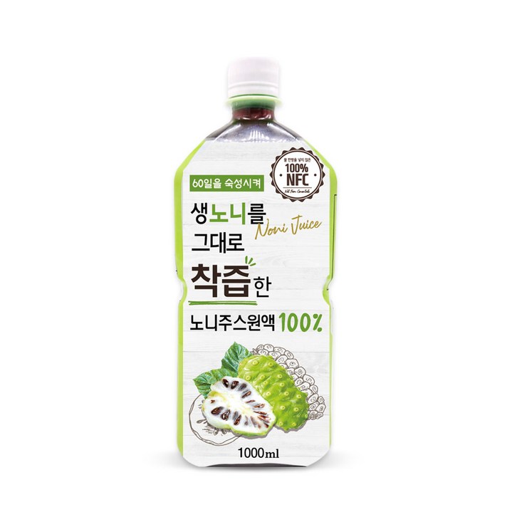 60일숙성 100% NFC 생노니 착즙주스 원액 1000ml x 5, 단품, 단품