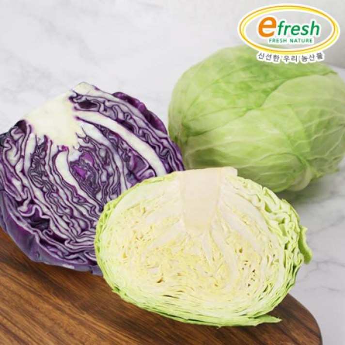 efresh 신선한 양배추 세트 / 한끼 900g + 적 800g, 1