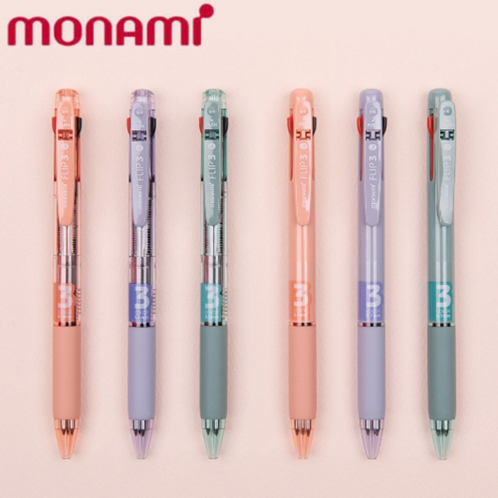 모나미 FLIP3 플립3 3색멀티펜 모나미볼펜 유성펜, 0.7-라벤더