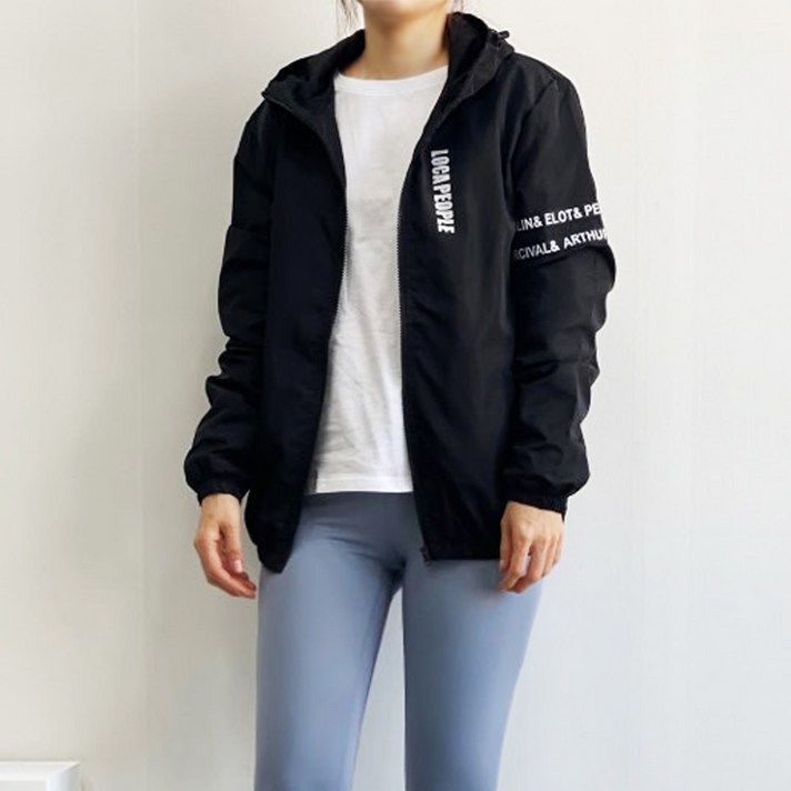와이제이 국내 당일 발송 레터링 포인트 여성용바람막이 바람막이 빅사이즈점퍼 커플바람막이 YJK040