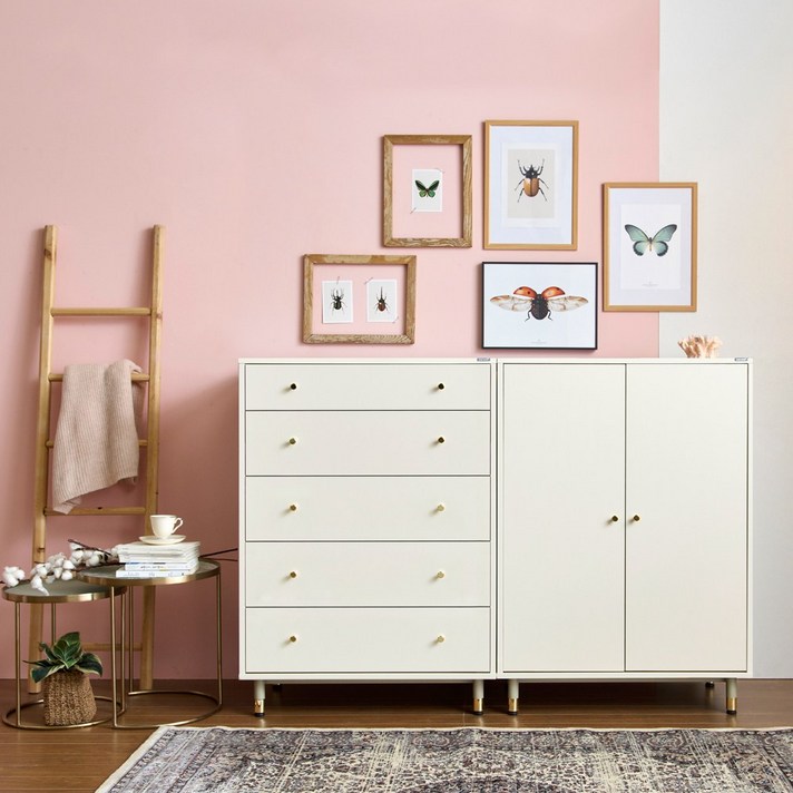 소르니아 모이 1600 와이드 베이비장 세트(5단서랍장), 아이보리