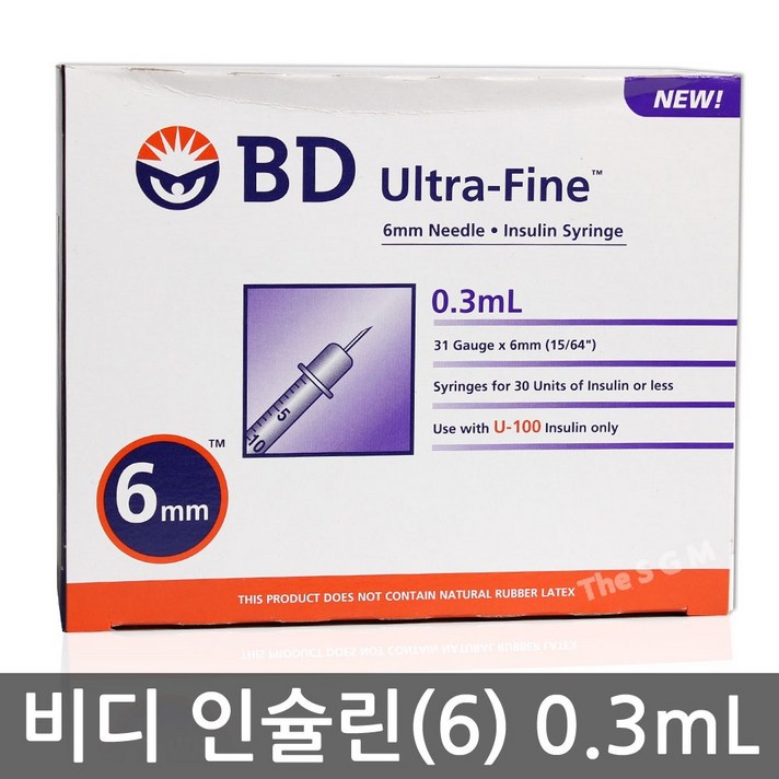 BD 울트라 파인II 인슐린 주사기 1박스 100개 [31G 6mm 0.3ml], 1개