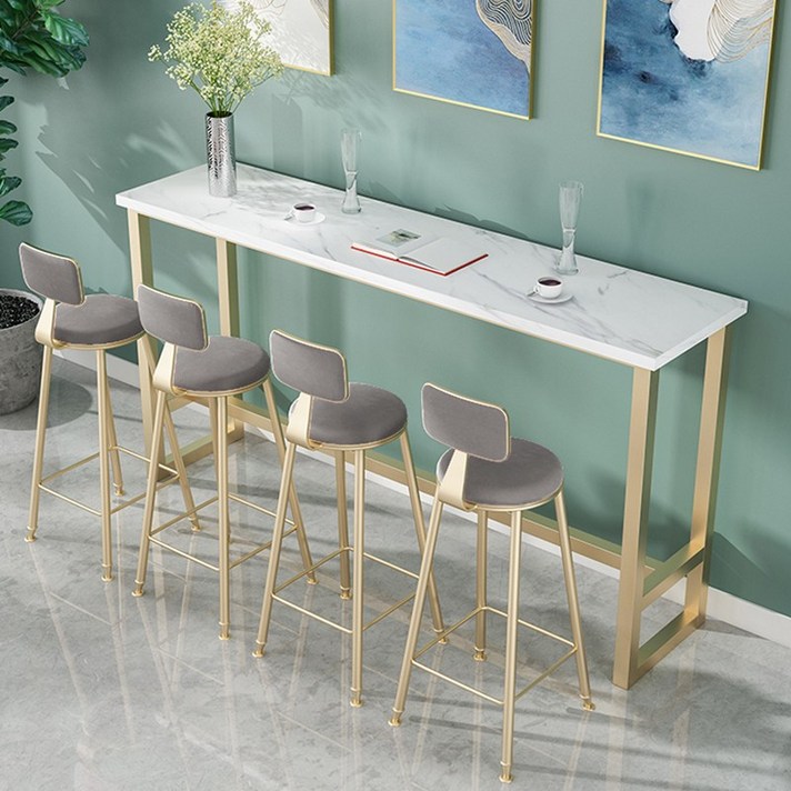 인조 대리석 아일랜드 식탁 높은 홈바 테이블, 160x40x105(대리석무늬)