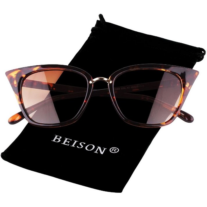 Beison 여자 고양이 눈 모 패션 선글라스 안경