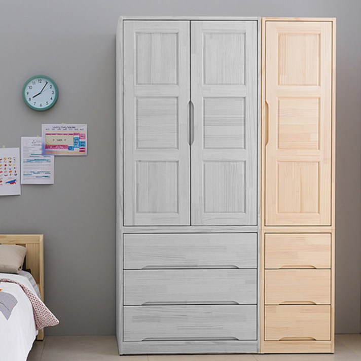 [에타홈] (무도장)소나무 쥬니어장[420]-옷장+3단서랍장, 단품