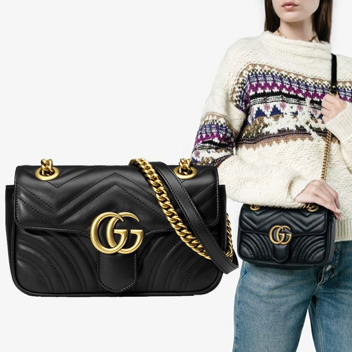 GUCCI [구찌]20SS GG 마몬트 마틀라세 미니 체인백 블랙 446744