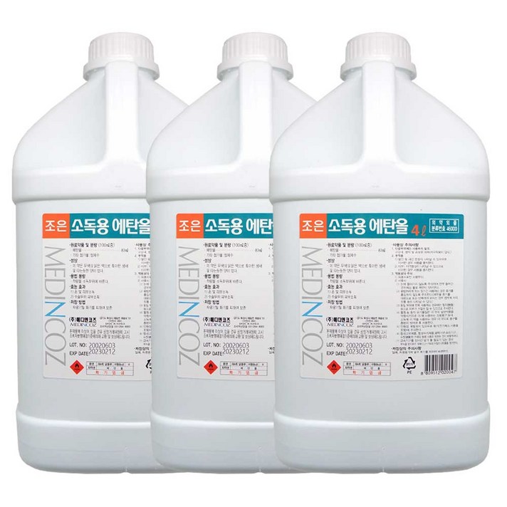 조은 소독용 에탄올(83%) 4L, 3개