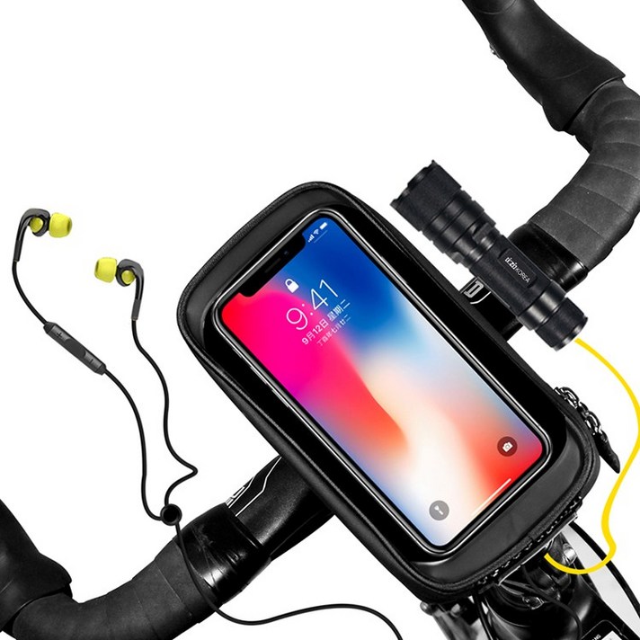 자전거 핸들바 가방 휴대폰 거치대, 블랙