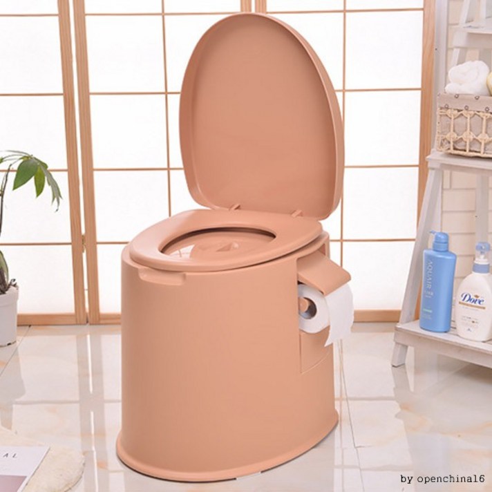 살림의발견 휴대용 요강 이동식 캠핑용 간이 화장실 환자용 의료용 노인용 변기 좌변기, 1개, 브라운大