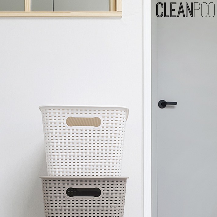 MJ/ 키즈리빙 라탄패턴 뚜껑바구니(대) 색상랜덤