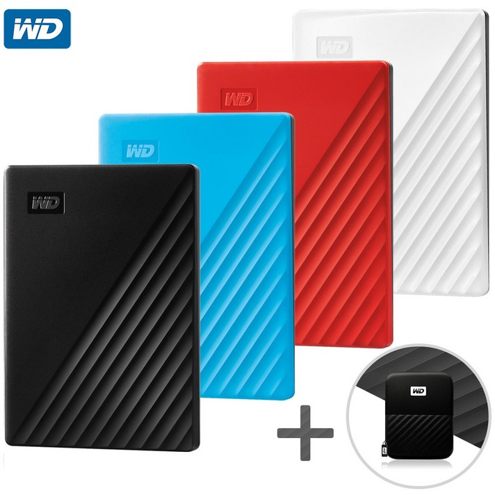 WD NEW My Passport 외장하드 + 파우치 1TB 2TB 4TB 5TB, 4TB(블루)