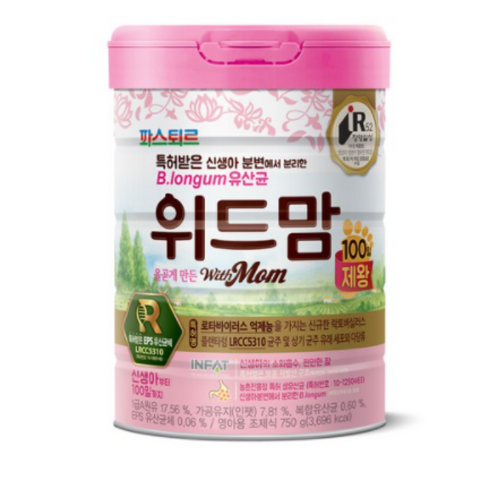 파스퇴르 위드맘 100일 제왕 분유, 750g, 12개