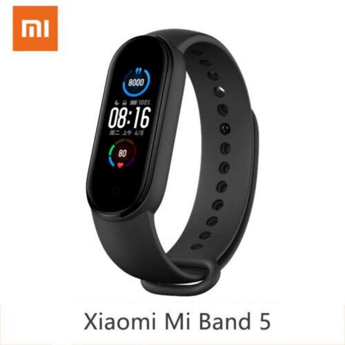 Xiaomi Mi Band 5 스마트 팔찌 1.1 인치 컬러 스크린 Miband with Magnetic Charging 11 스포츠 모드 원격 카메라 블루투스 5.0 글로벌 버전-블랙