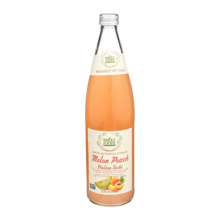 Whole Foods Melon Peach Italian Soda 홀 푸드 멜론 피치 이탈리안 소다 25.4oz(750ml) 2병, 1개