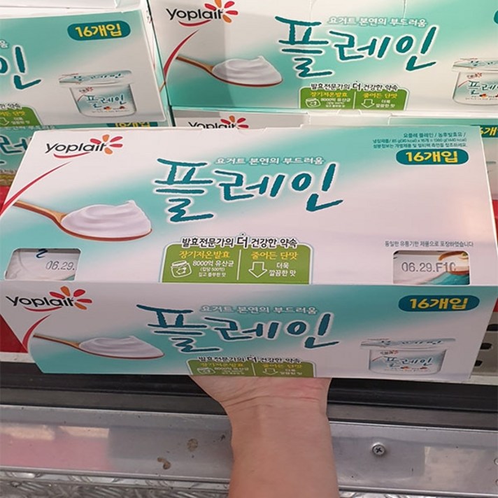 빙그레 요플레 플레인 85g x 16입, 아이스팩 포장