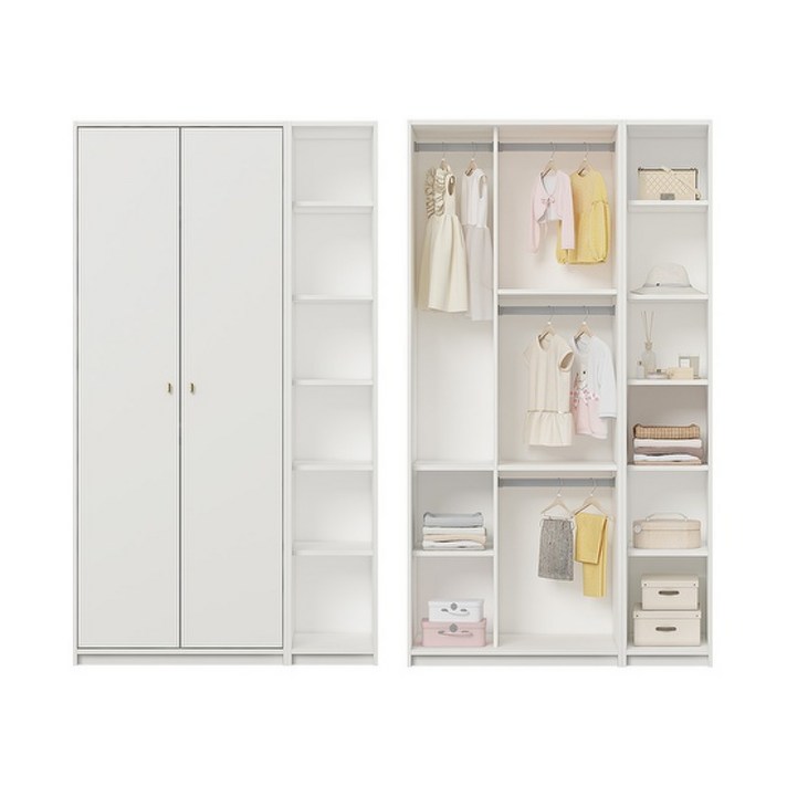 한샘 보나 주니어 옷장 세트 B형 114cm 긴옷형 3단행거, 컬러:그레이(B)