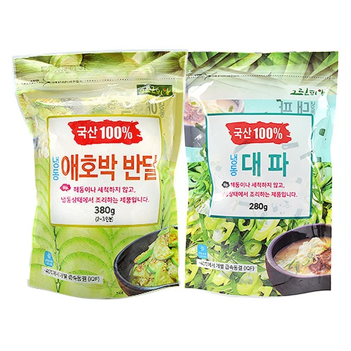 국내산 냉동 애호박 반달 380g + 국내산 냉동 대파 280g