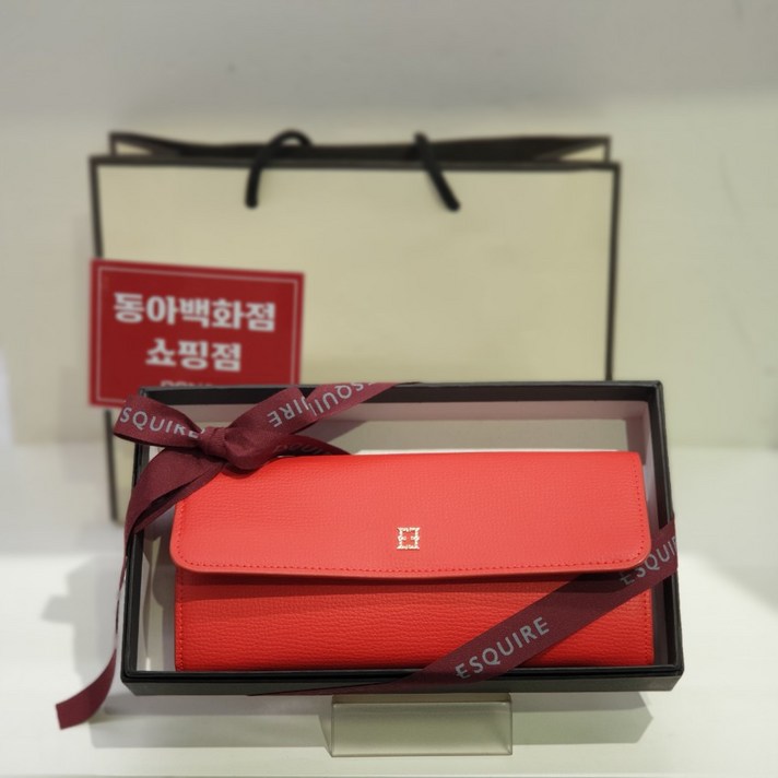 에스콰이아 여성 [선물 포장출고] 사용하기 편한 편리한 수납의 천연 소가죽 장지갑 #그립감 좋은 돈 들어 오는 장지갑#