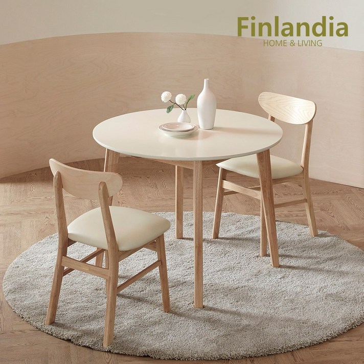 핀란디아 데니스 원목 원형식탁세트A, 내추럴