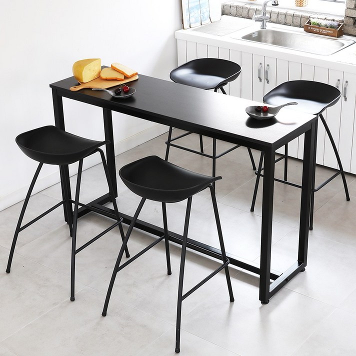 THEJOA [더조아] 홈바테이블 높은테이블 카페 인테리어 아일랜드식탁 홈바테이블 콘솔, 1500 블랙