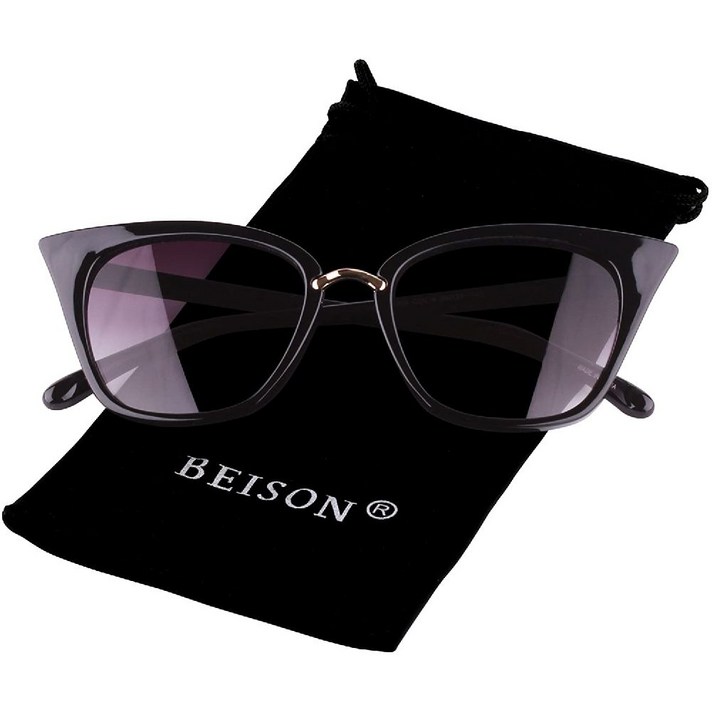 Beison 여자 고양이 눈 모 패션 선글라스 안경