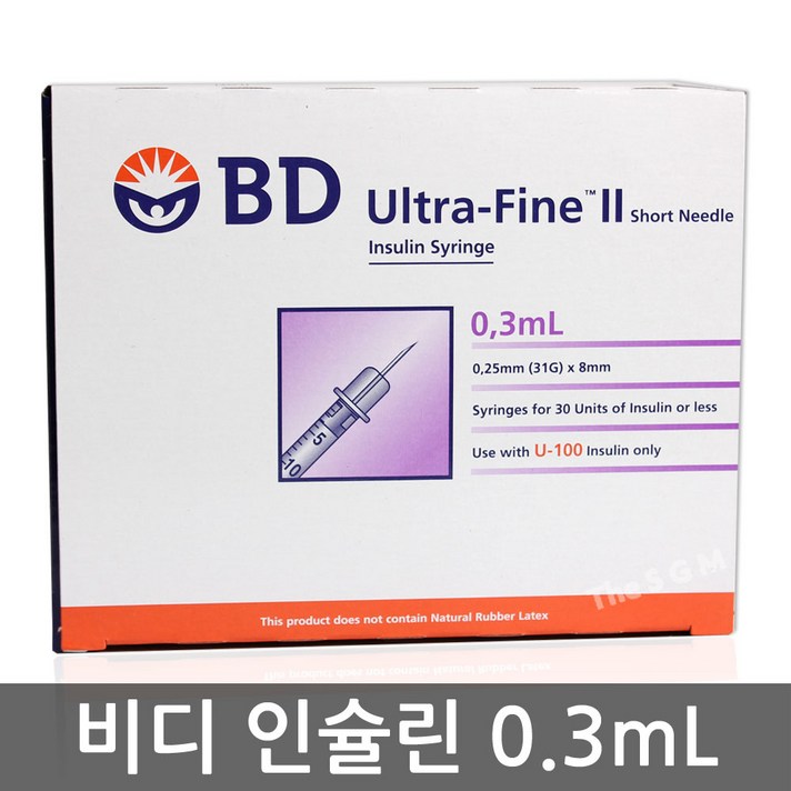 BD 울트라 파인II 인슐린 주사기 1박스 100개 [31G 8mm 0.3ml], 1개