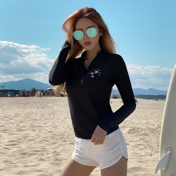 빌라봉 여성 반집업 래쉬가드 BB733BWT