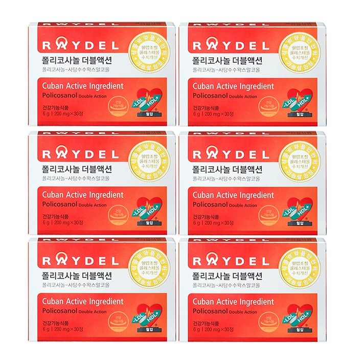 레이델 폴리코사놀 더블액션 200 mg X 30정 김명민 폴리코사놀, 6박스