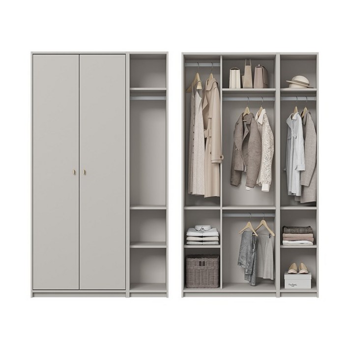 한샘 보나 주니어 옷장 세트 A형 114cm 긴옷형 2단행거, 컬러:그레이(B)