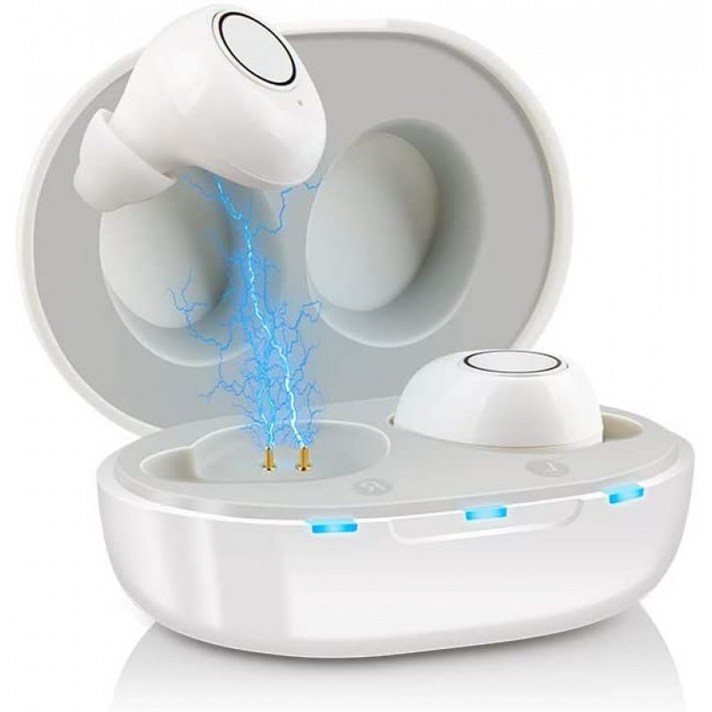 JINGHAO 업데이트 충전식 보청기 보조 장치 (USB 충전기 상자 포함) 청각 보조 장치의 사운드 증폭기 쌍 이어 버드처럼 보임, 1, 단일옵션