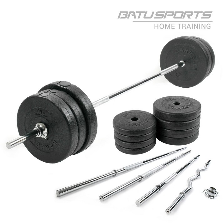 바투스포츠 역기세트 14-40kg 바벨 원판 + 역기봉 세트, WB-1014A / 14KG, 역기봉 - 컬바 (1200mm/6KG)