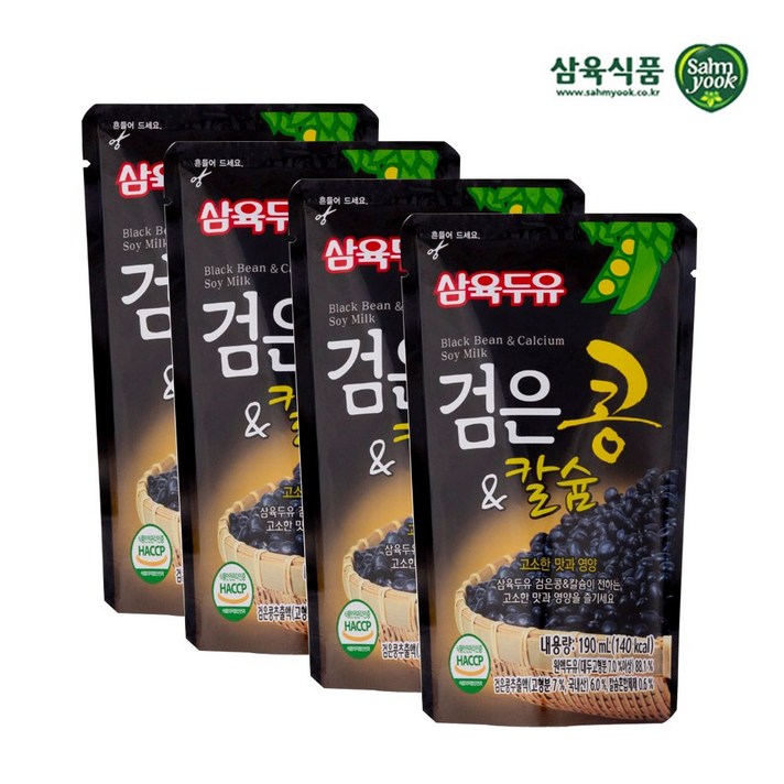 삼육두유 검은콩&칼슘 검은콩두유 파우치, 190ml, 60개