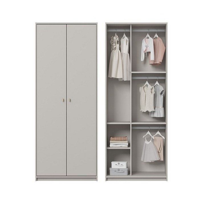 한샘 보나 주니어 옷장 80cm 긴옷형 3단행거, 컬러:그레이(B)