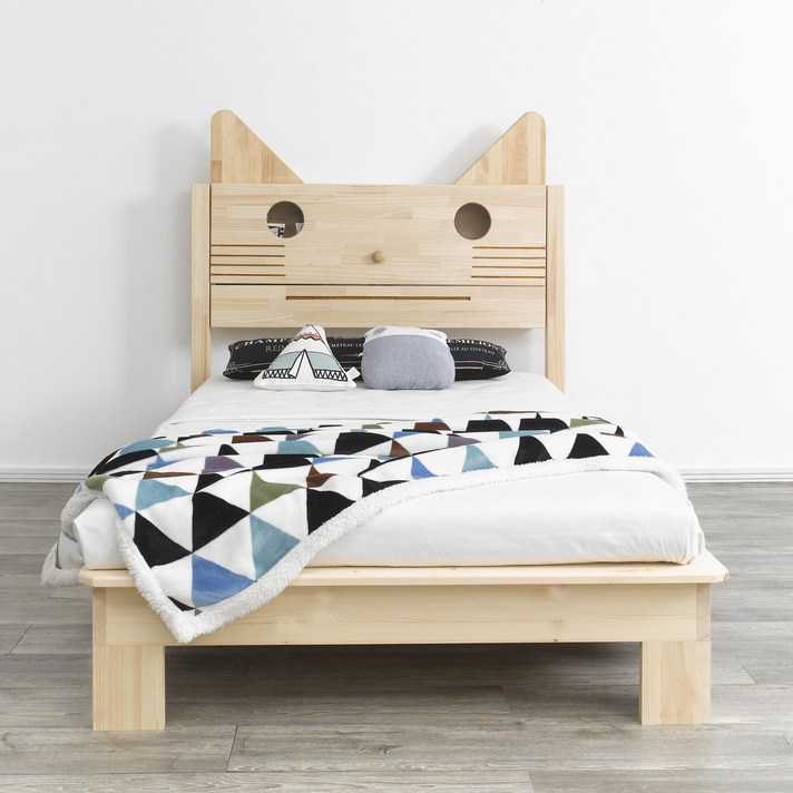 100%원목 아이자람 엄마 고양이 슈퍼싱글 원목침대 세트, 소나무