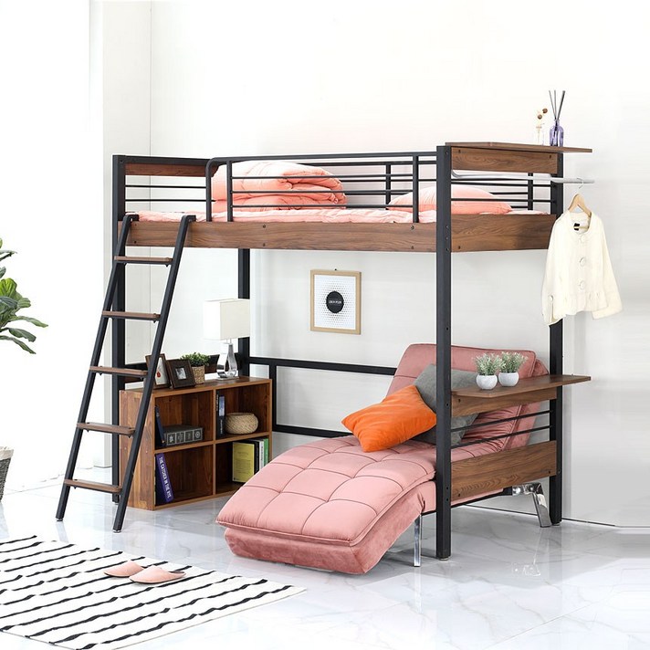 오키멧 북카페W 벙커 침대 (싱글 수퍼싱글), 블랙(매트제외)