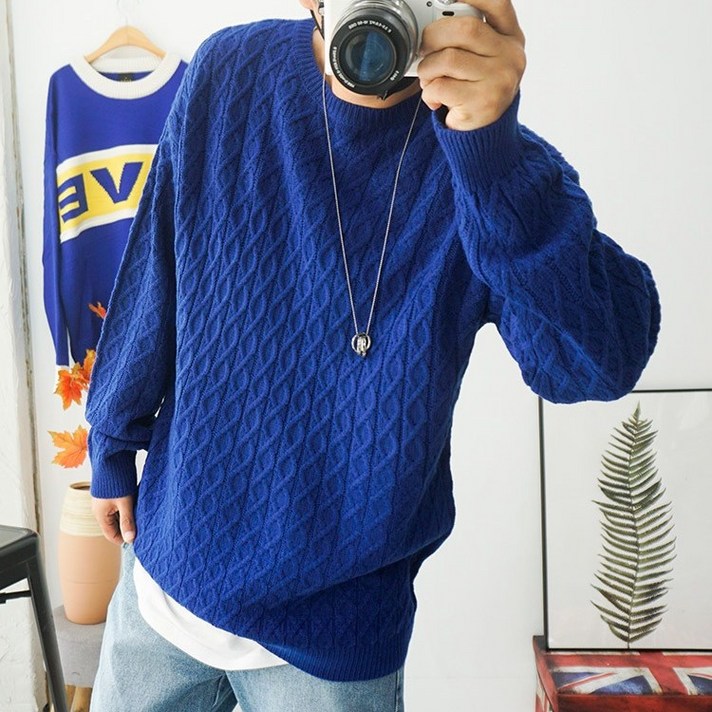 [코디캡틴] 4XL 큰옷 남자 빅사이즈 꽈배기니트