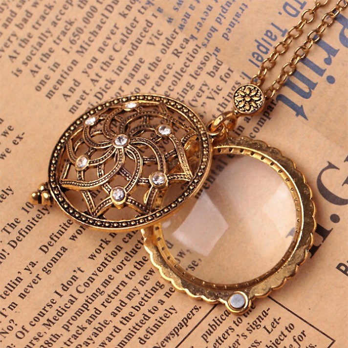 앤틱 레트로 노인 돋보기 목걸이 겸용 지르코니아, 상세페이지 참조