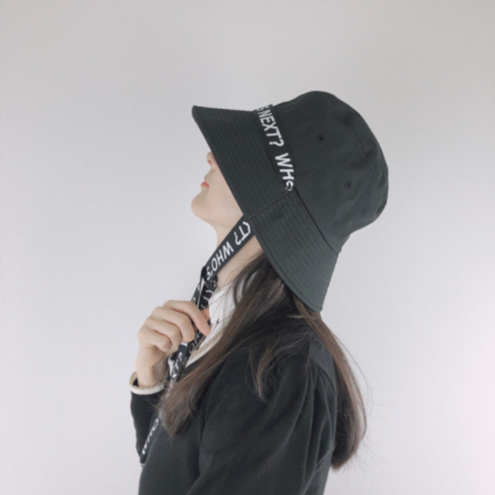 로로얼로이 리본 레터링 면 코튼 벙거지 골프모자 사랑스러운 골프모자 등산모자, 화이트