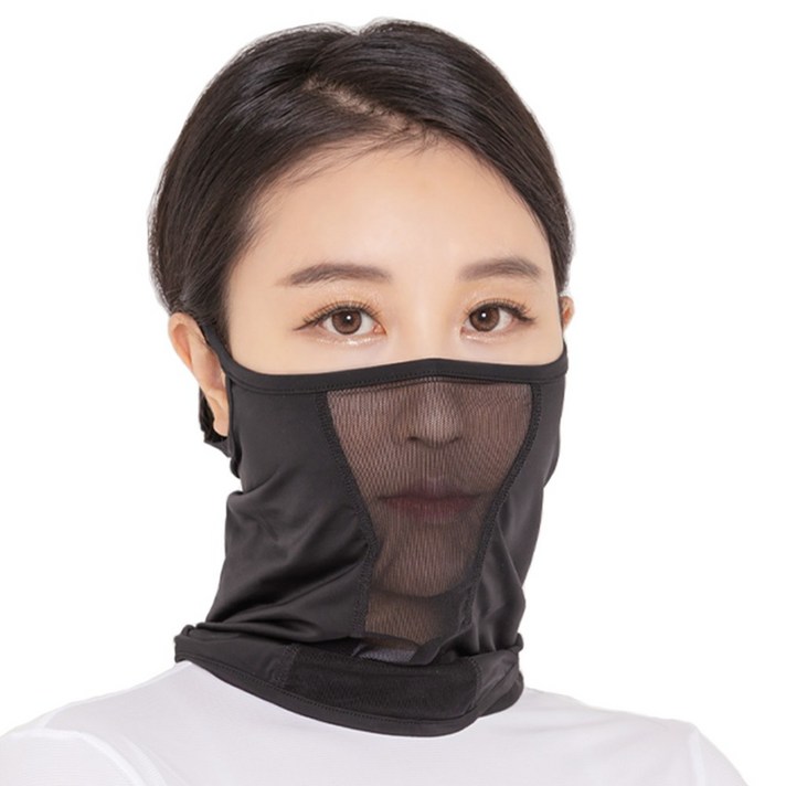 엠투디 자외선차단 골프 마스크 쿨마스크 남녀공용, 블랙
