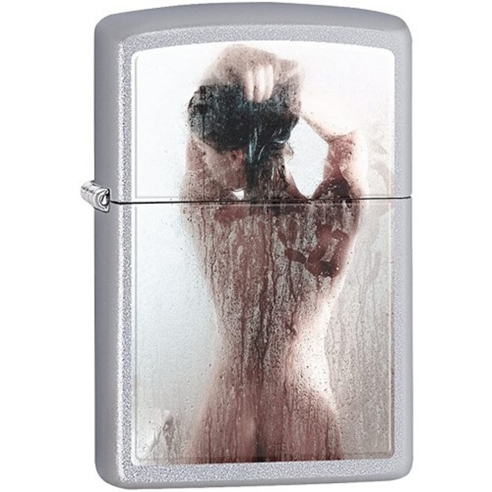 Zippo 정품 지포 라이터 Lighter Nude Girl in The Shower - Satin ChromeSexy Pin-up 75348