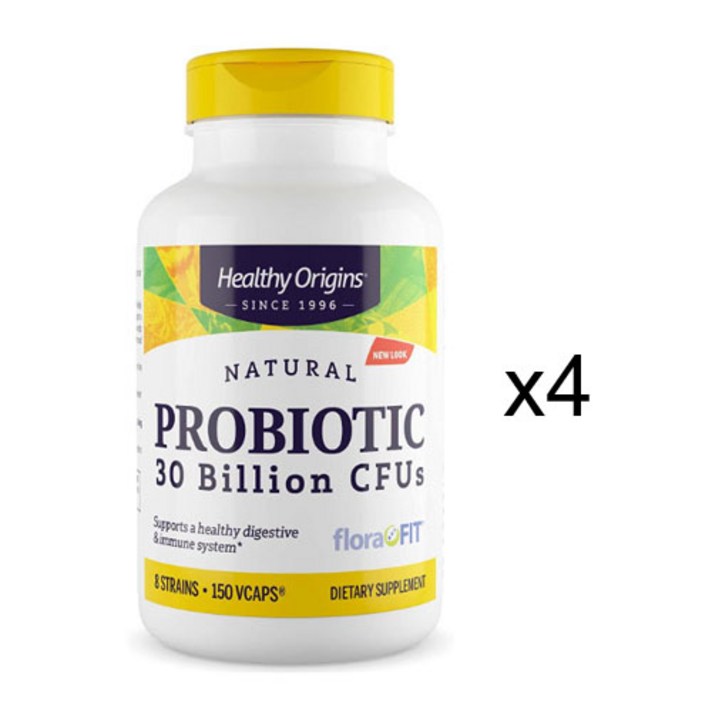 헬시오리진스 내추럴 프로바이오틱 유산균 30 빌리언 CFU's 브이캡 150정 4팩, 4개