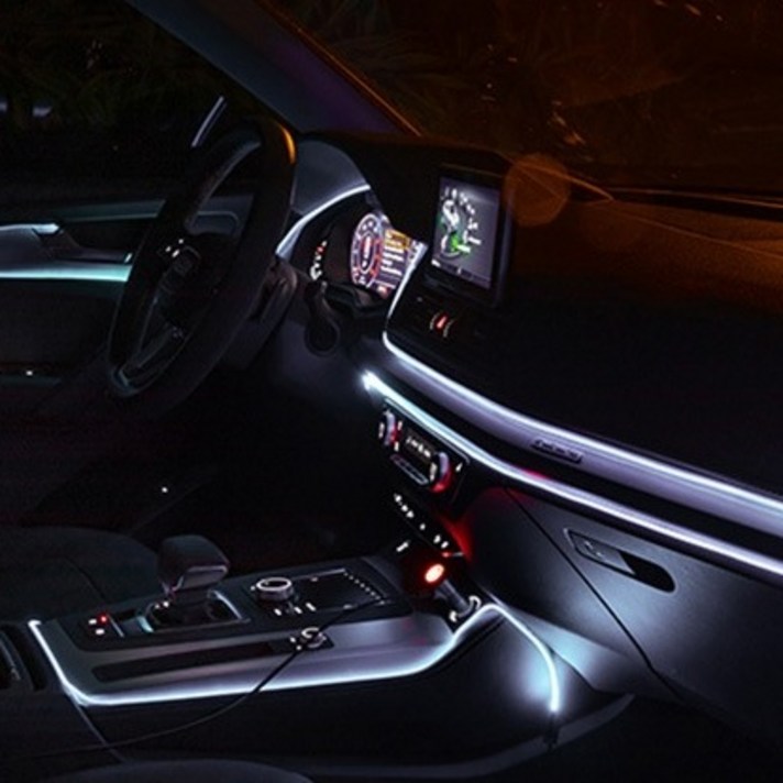 NEW 앰비언트 무드등 신형 EL와이어 광섬유 실내등 LED 무소음, 화이트2M세트