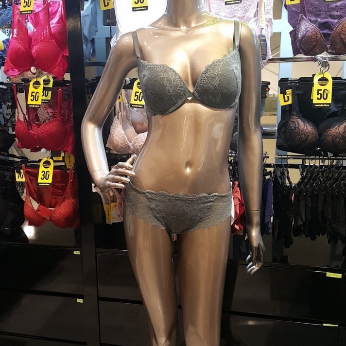 원더브라 NEW 30% 군살커버 풀커버리지 카키 레이스 브라 팬티 세트