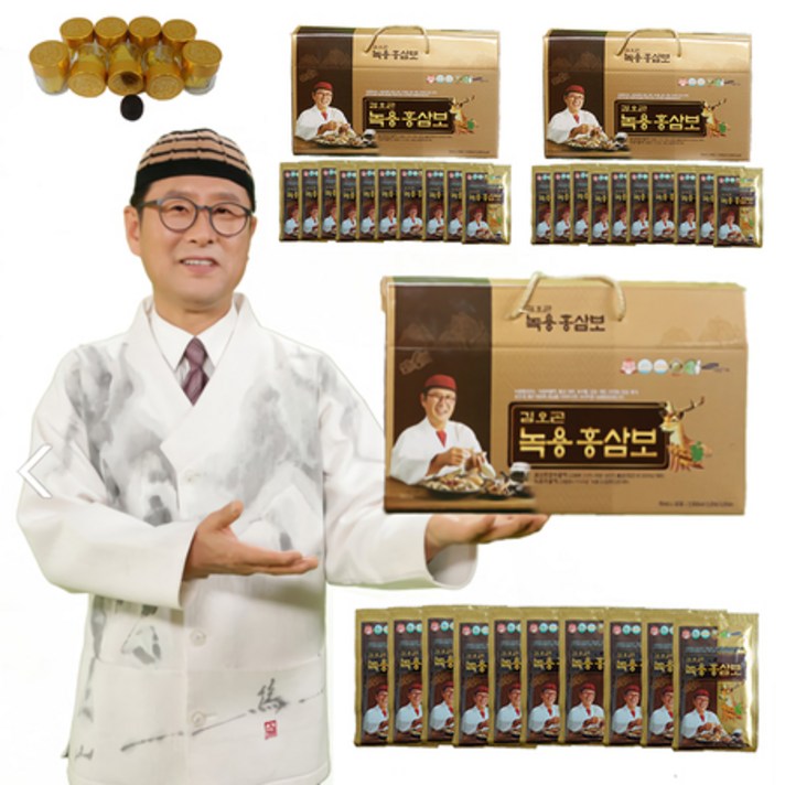 김오곤 녹용홍삼보 천삼침향단 녹용 홍삼 아이큐샵, 3박스(90포)+천삼침향단(10환)