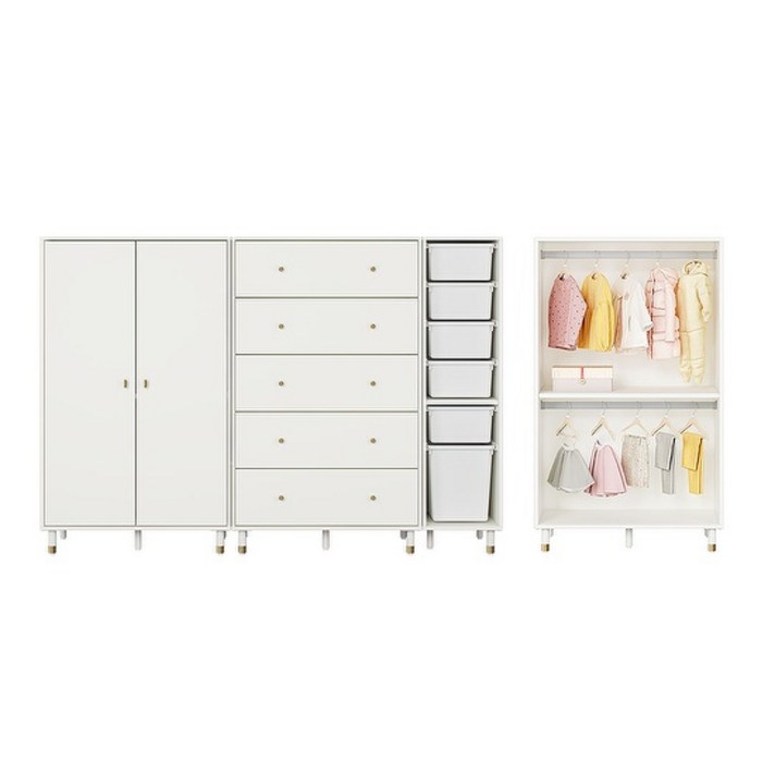 한샘 보나 2단 행거형 베이비장 세트 194cm (다리), 컬러:그레이(B)