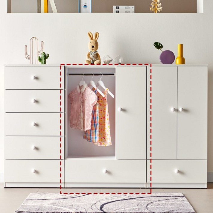 [에띠안] 비비아나 베이비 유아 키즈 옷장 수납 서랍장 시리즈 도어형 5colors 베이비장, 800수납장 화이트