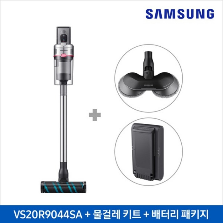 라온하우스 [삼성전자] 프리미엄 제트 초강력 무선 청소기 물걸레+배터리 패키지 무선청소기 핸디+스틱형 헤파필터 싸이클론인버터모터 흡입력 200W, 606245