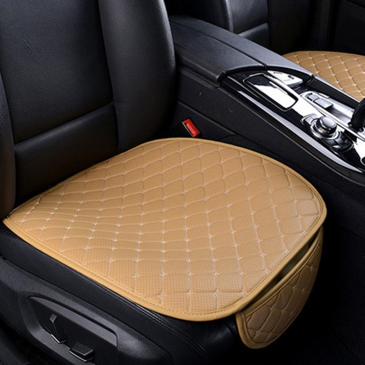 [아리아스토어샵] 누빔가죽 자동차방석 인조가죽 1P단품 카시트커버 / 차량용방석 사계절, 1개, 베이지