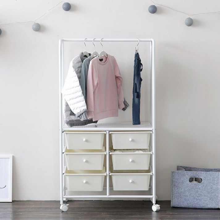 하우스레시피 white 밀크 트롤리 베이비 행거 3단